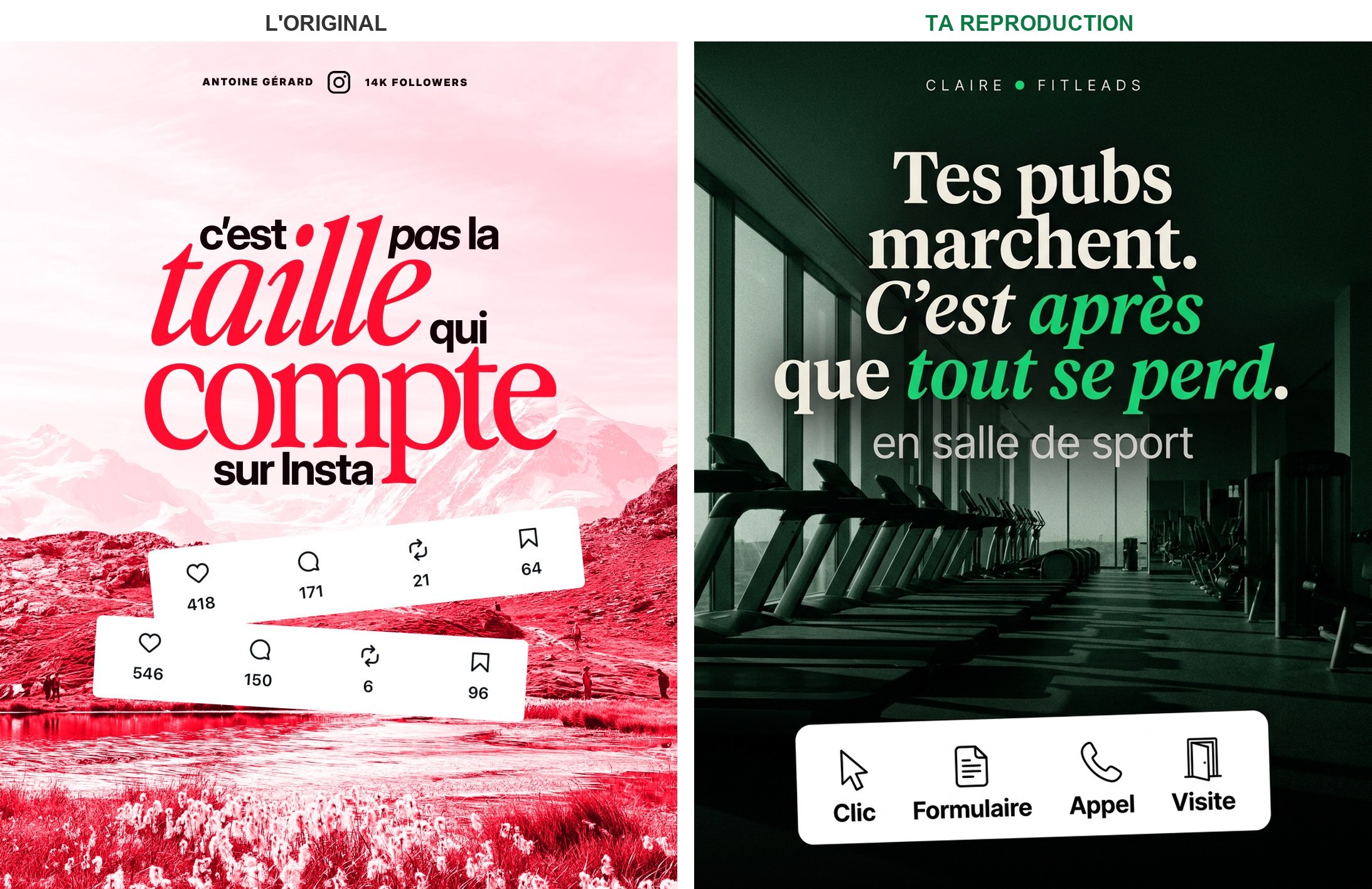 Post original admiré — acquisition de clients pour salles de sport
