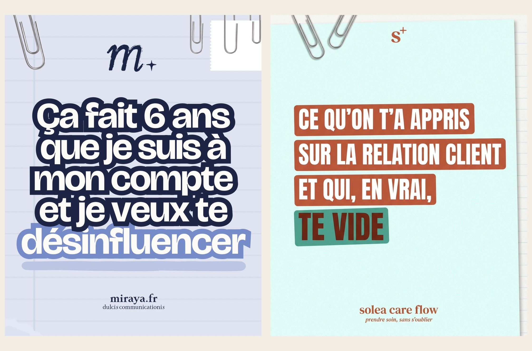 Post original admiré — Relation client