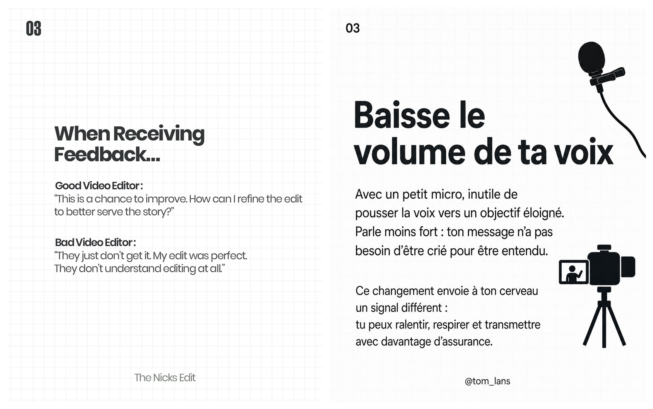 Slide 3 — la prise de parole face caméra