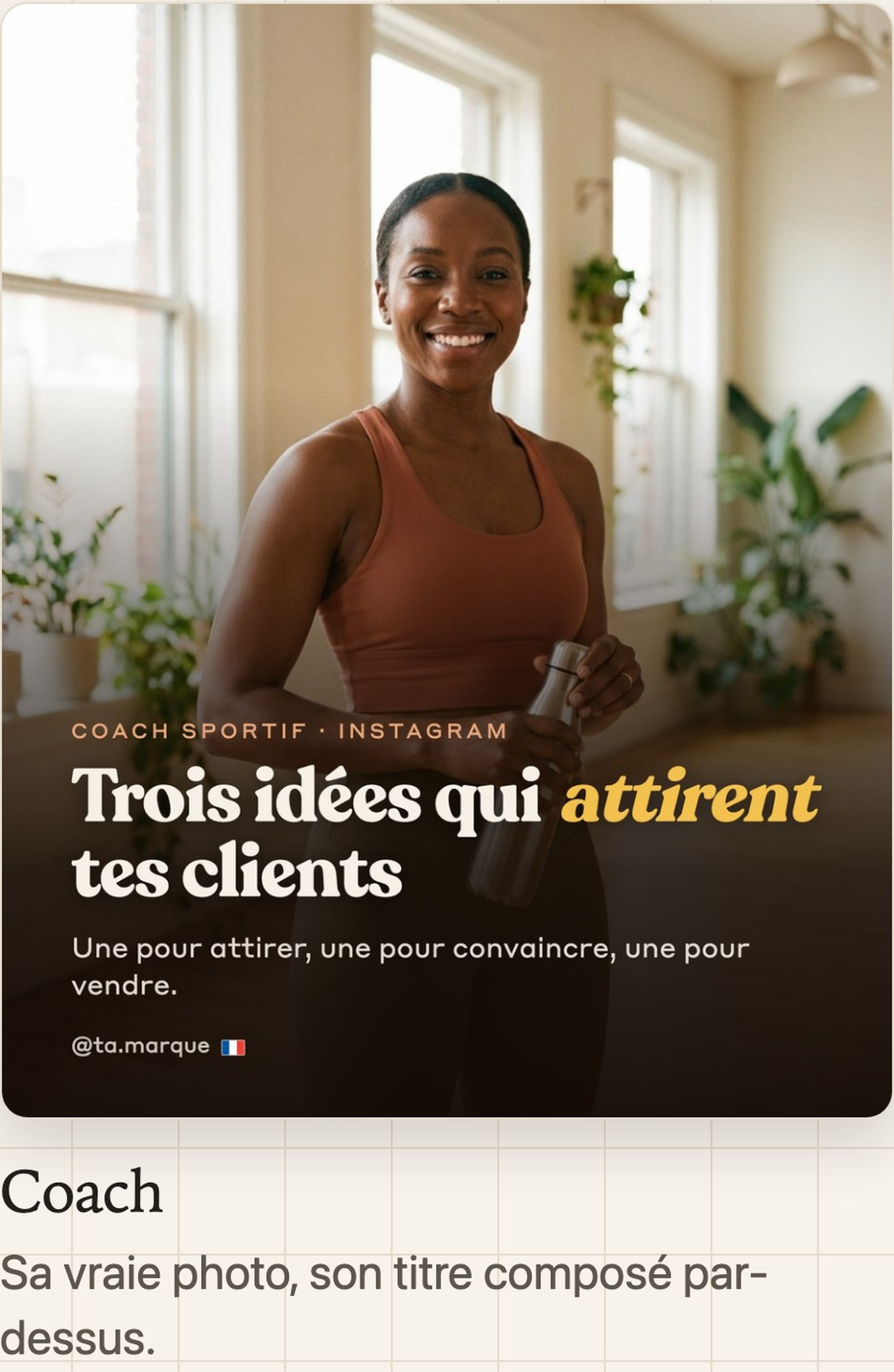 Un style de carrousel inclus dans le système, montré en grand avec sa fiche