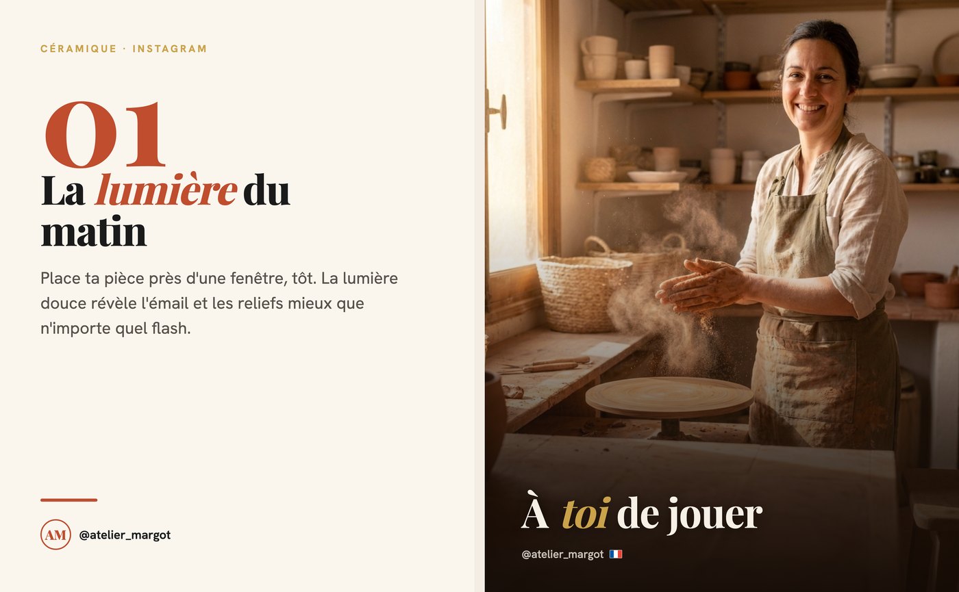Deux images du même carrousel en grand : le conseil numéroté, puis l'appel à commenter