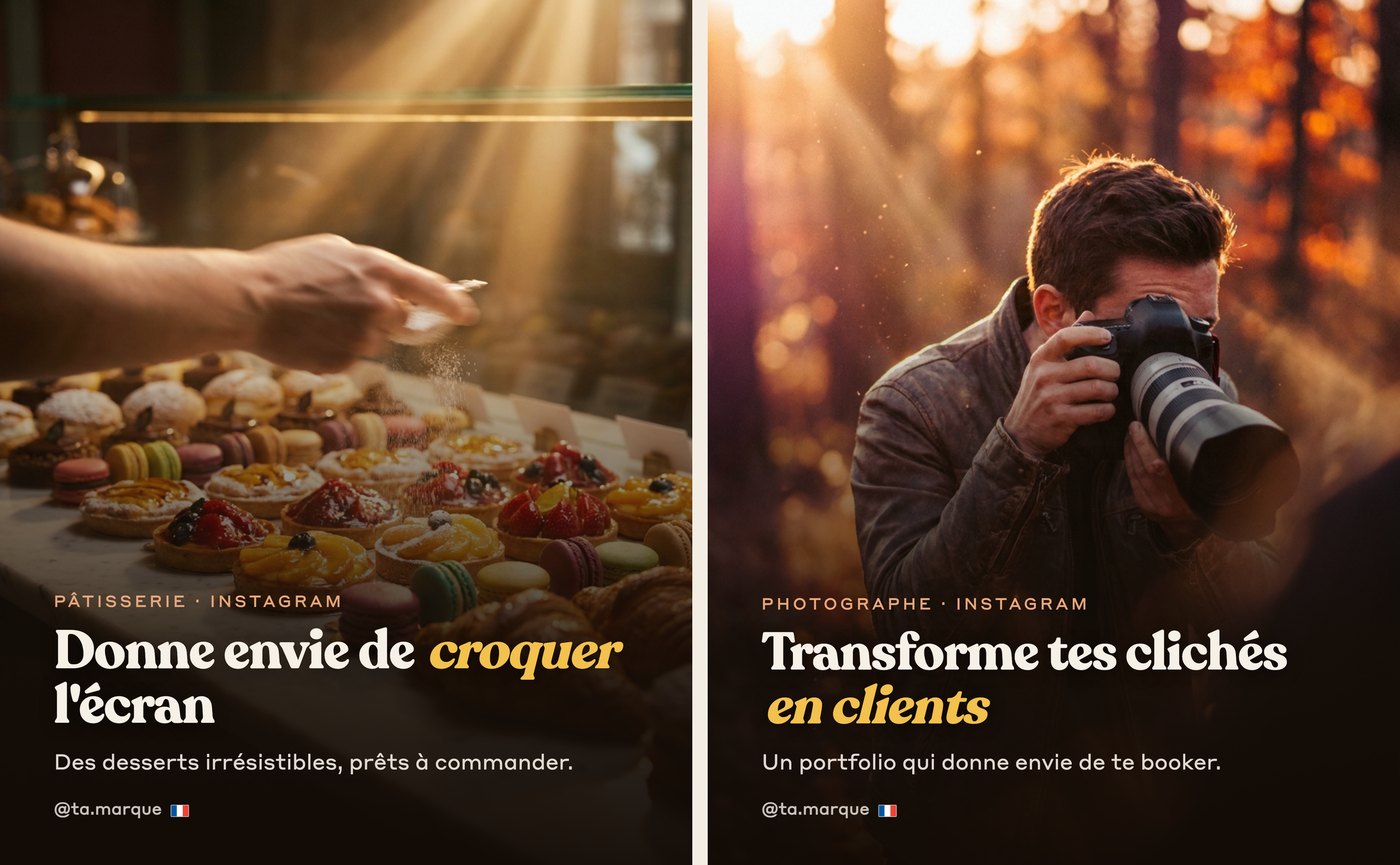Deux autres couvertures en grand : une pâtissière et un photographe, deux ambiances complètement différentes