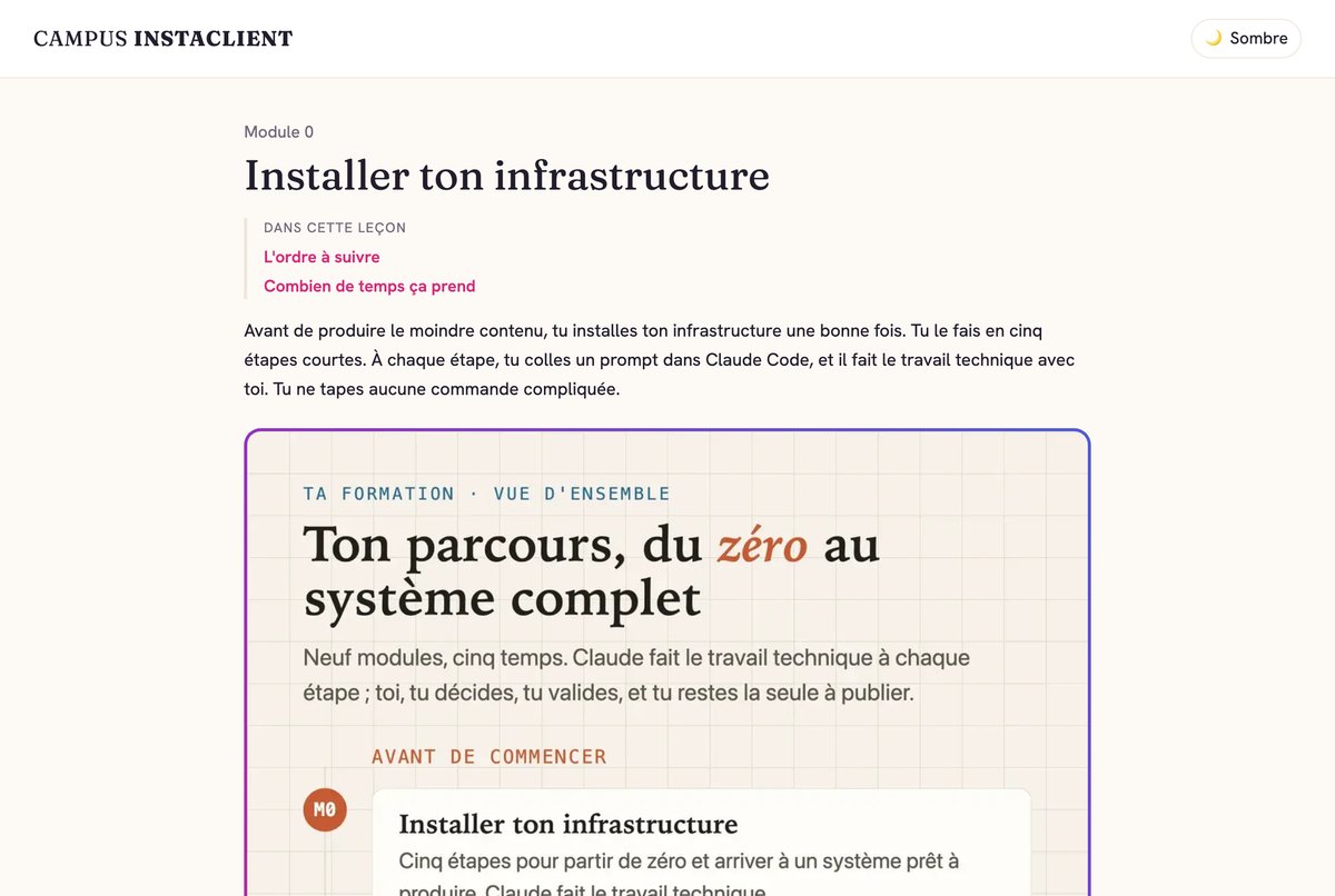 La vraie leçon du module 0 dans ton espace de formation : installer ton infrastructure