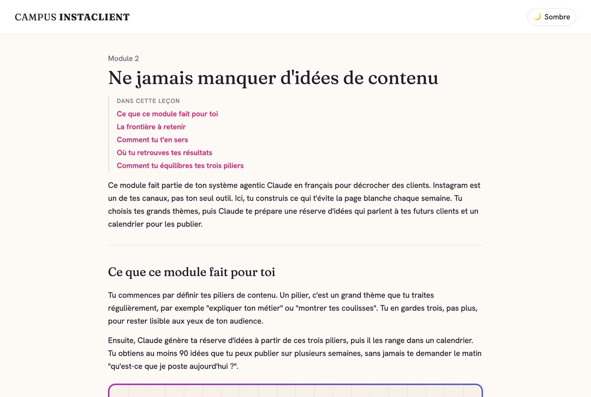 La vraie leçon du module 2 : ne jamais manquer d'idées de contenu