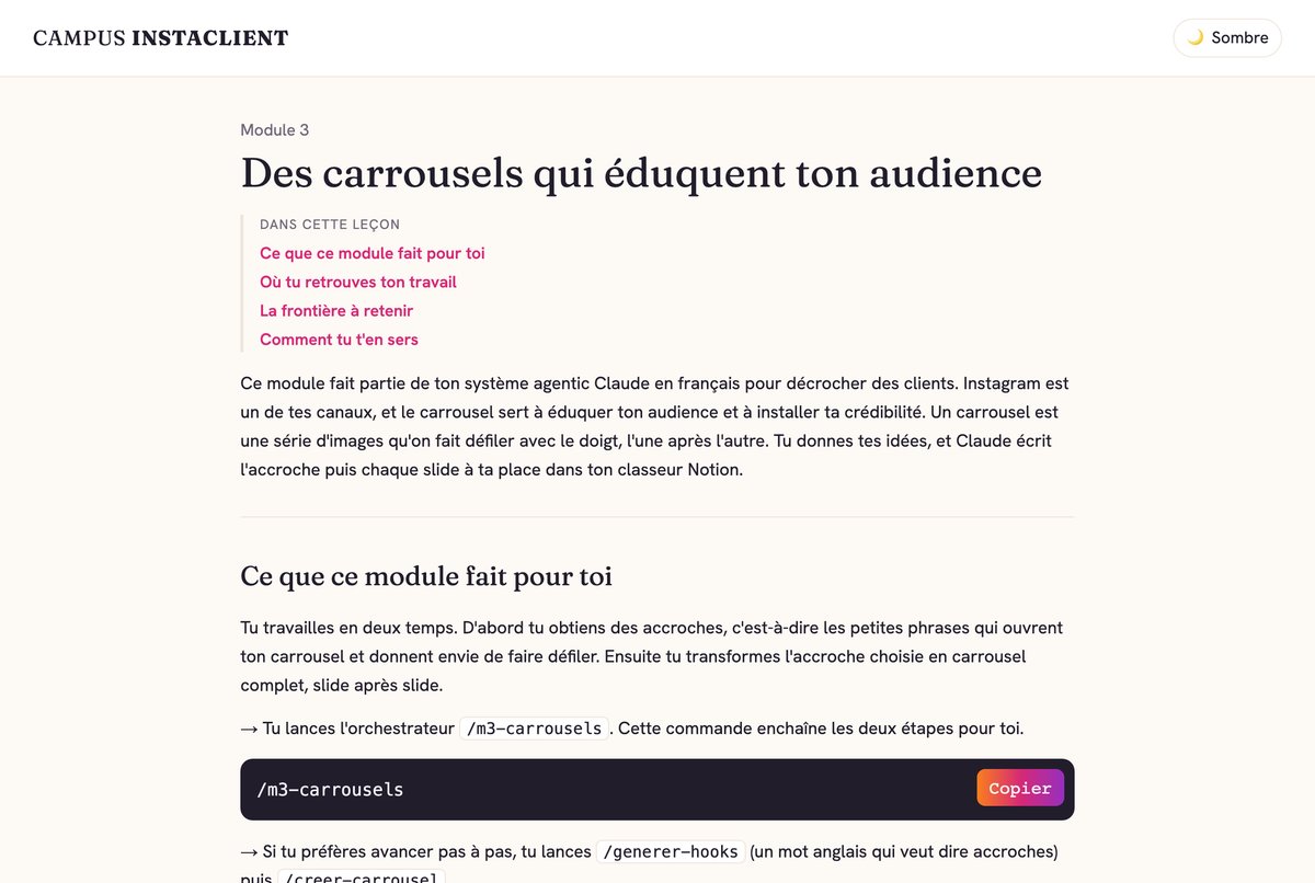 La vraie leçon du module 3 : des carrousels qui éduquent ton audience