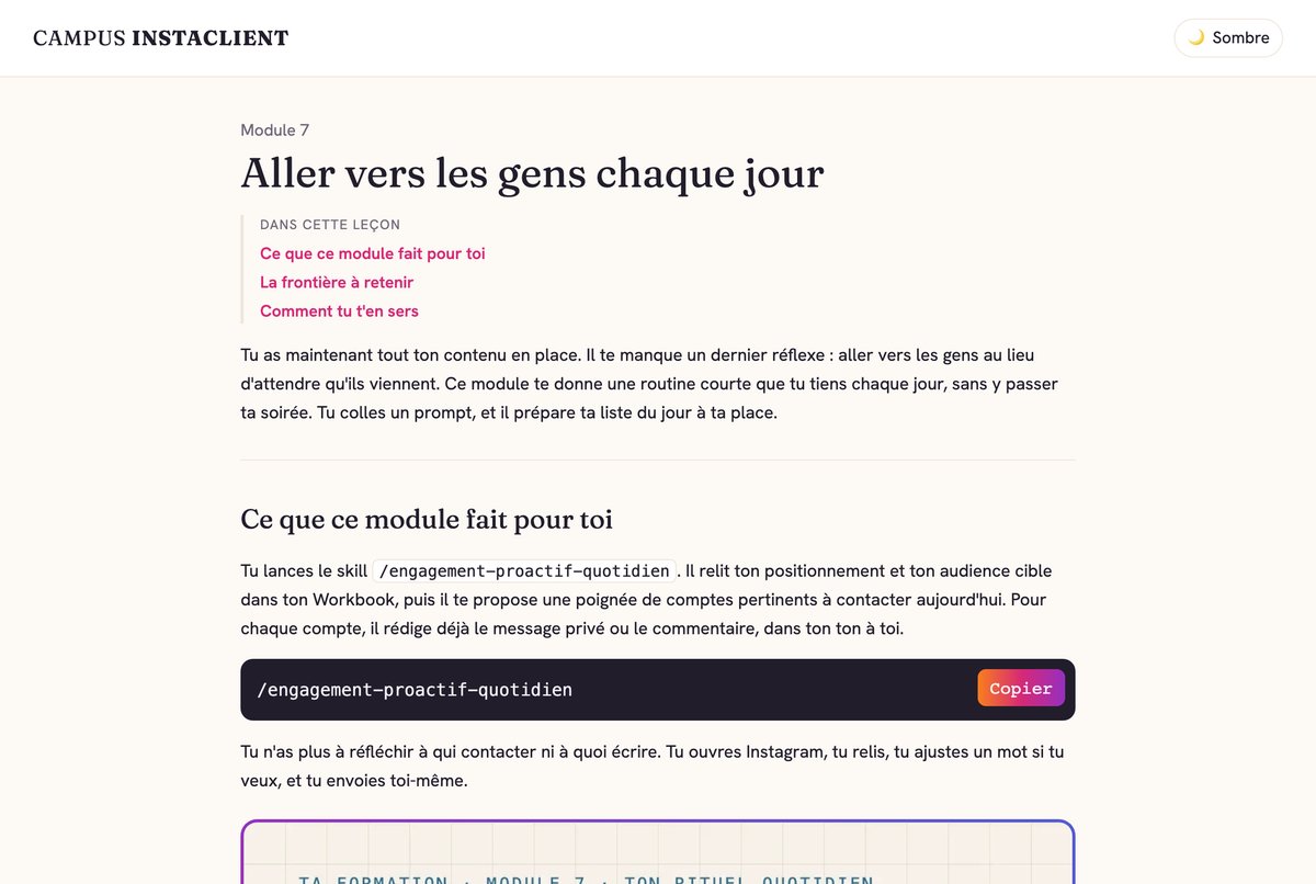 La vraie leçon du module 7 : aller vers les gens chaque jour