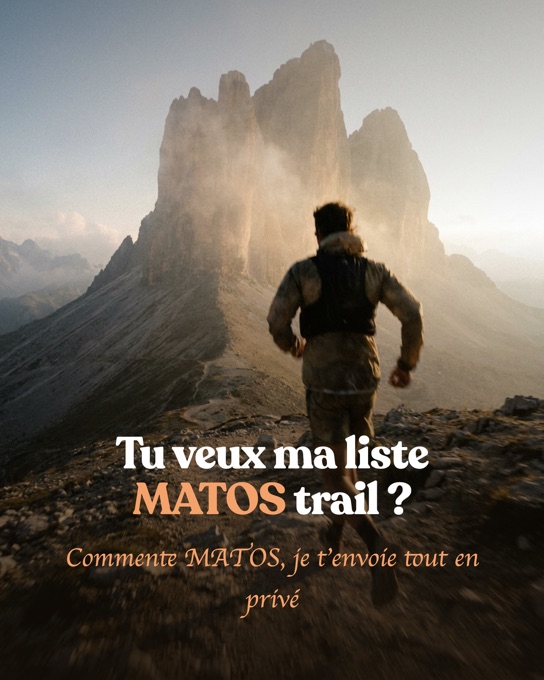 Carrousel gear trail : l'image de fin, un coureur face aux sommets, « Commente MATOS »