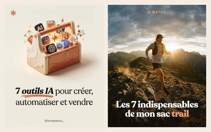 L'original admiré à gauche, sa reproduction à droite, sur le sujet « équipement de trail »