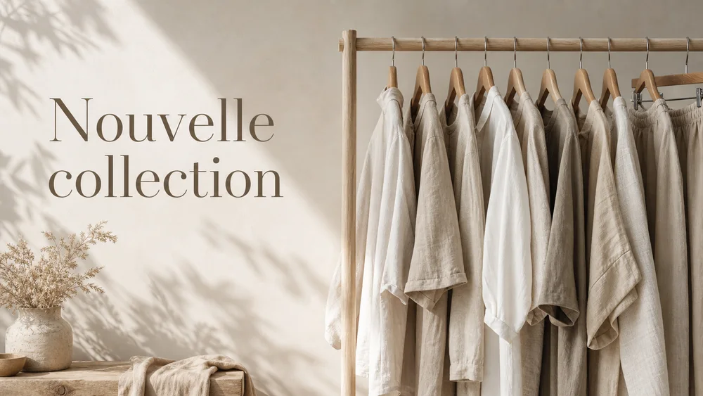 Boutique de vêtements : La bannière « Nouvelle collection », l'image de départ
