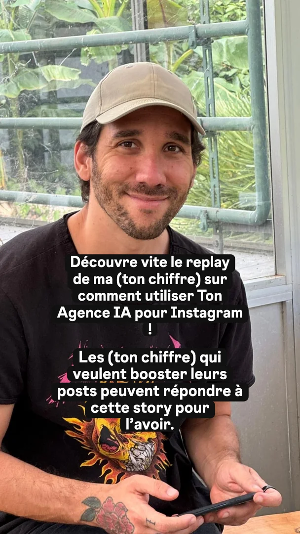 Ta version, story 4 sur 4 : Découvre vite le replay de ma (ton chiffre) sur comment utiliser Ton Agence IA pour Instagram ! Les (ton chiffre) qui veulent booster leurs posts peuvent répond